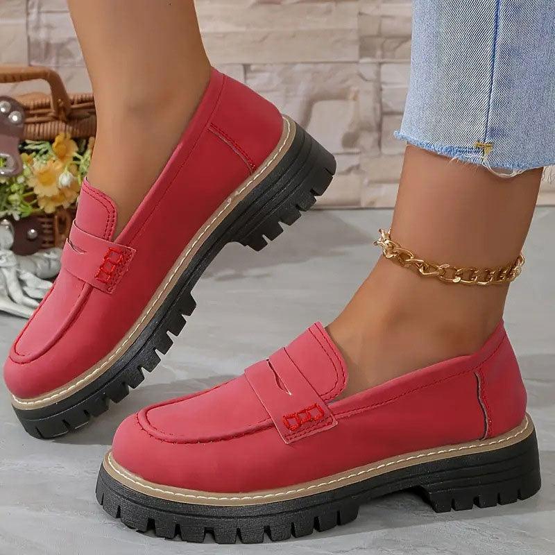 Alviera | Women's Orthopedic Loafers – Cushioned Slip On Comfort Fit-Women's Loafers-Red-4-