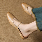Virelle | Women's Genuine Leather Mary Jane Mules – Cushioned Comfort Fit-Mary Jane Flats-Brown-4-