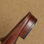 Virelle | Women's Genuine Leather Mary Jane Mules – Cushioned Comfort Fit-Mary Jane Flats-Brown-4-
