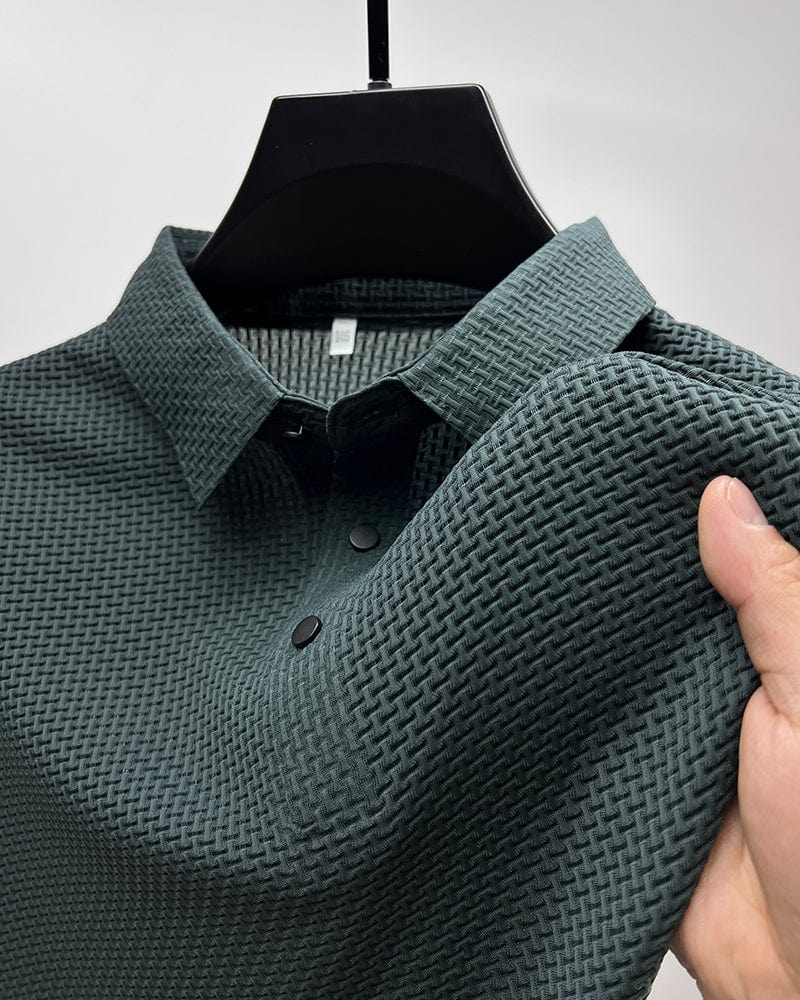 Marlo | Polo Shirt for Men - Short Sleeve Three Button Textured Knit Regular Summer Fit-Polo Shirt-Dark Green-S-Camoufit