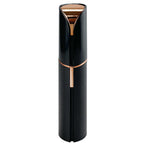 Black facial hair remover with gold-tone top and side ventilation slots