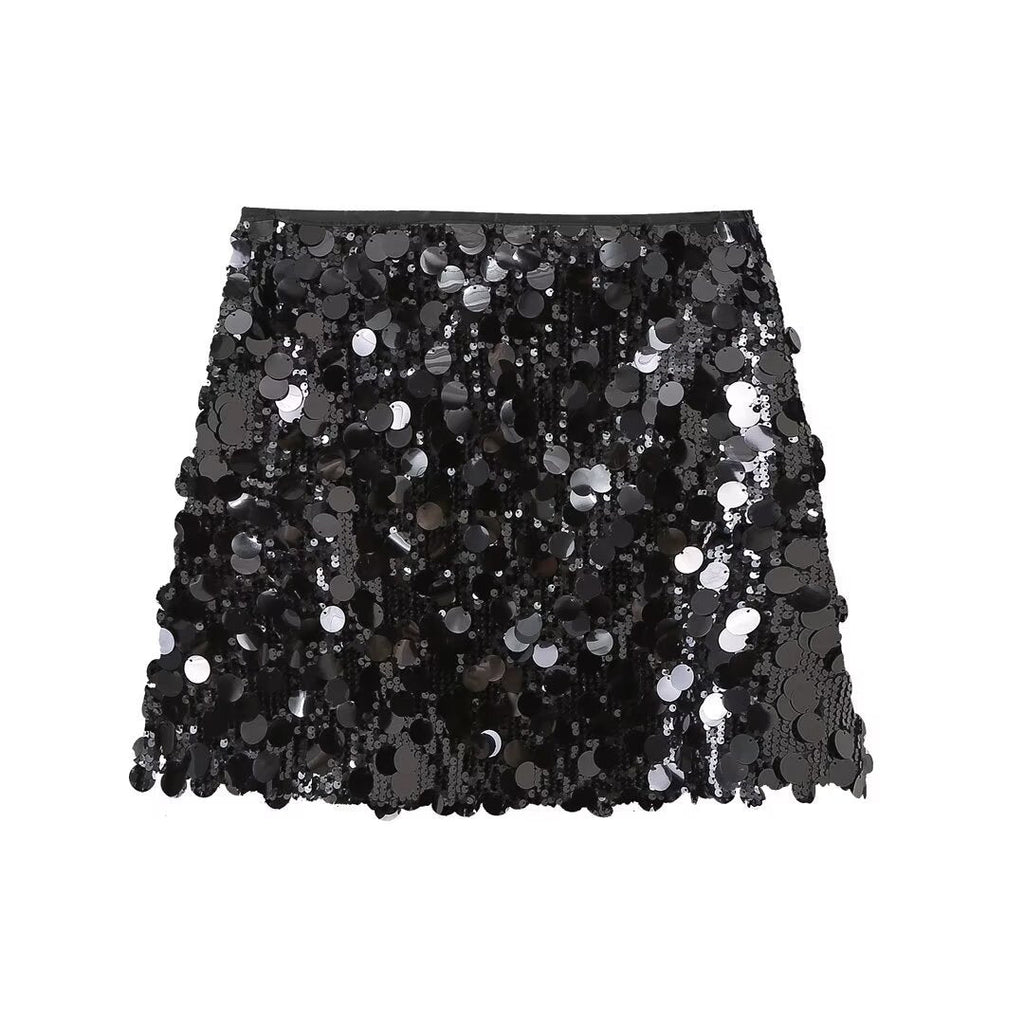 Eluné | Dazzling Sparkling Sequin Skirt for Women - Elegant Flattering Fit-Women's Skirt-Black-S-Camoufit
