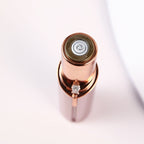 Rose gold facial hair remover head with rotating circular trimming blades