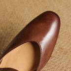Virelle | Women's Genuine Leather Mary Jane Mules – Cushioned Comfort Fit-Mary Jane Flats-Brown-4-