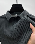 Marlo | Polo Shirt for Men - Short Sleeve Three Button Textured Knit Regular Summer Fit-Polo Shirt-Grey-S-Camoufit
