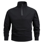 Morano | Combat Shirt for Men - 1/4 Zip Mock Neck Long Sleeve Stretch Quick Dry Athletic Fit-Tactical Top-Black-M-Camoufit