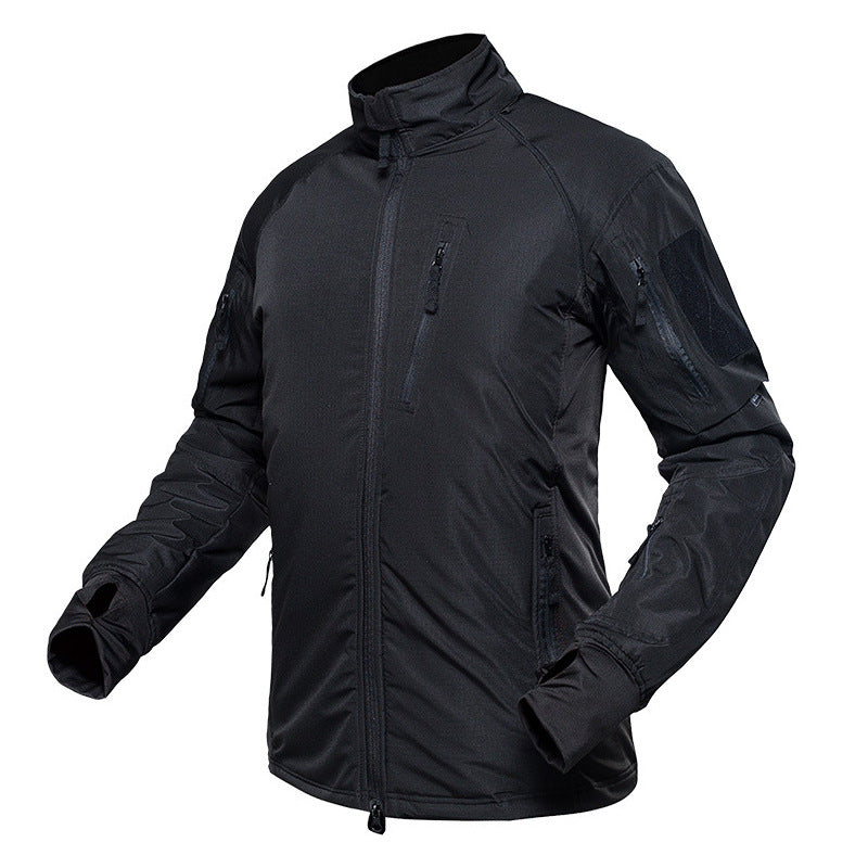 Auren | Windbreaker Tactical Jacket for Men - Packable Waterproof Detachable Hood Slim Fit-Tactical Jackets-Black-S-Camoufit