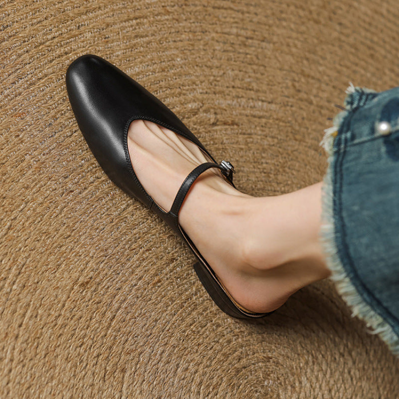 Virelle | Women's Genuine Leather Mary Jane Mules – Cushioned Comfort Fit-Mary Jane Flats-Brown-4-