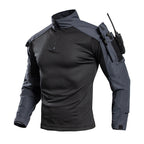 Ravello | Tactical Combat Shirt for Men - Quarter Zip Long Sleeve Sleeve Pocket Stretch Fit-Tactical Top-Black-S-Camoufit