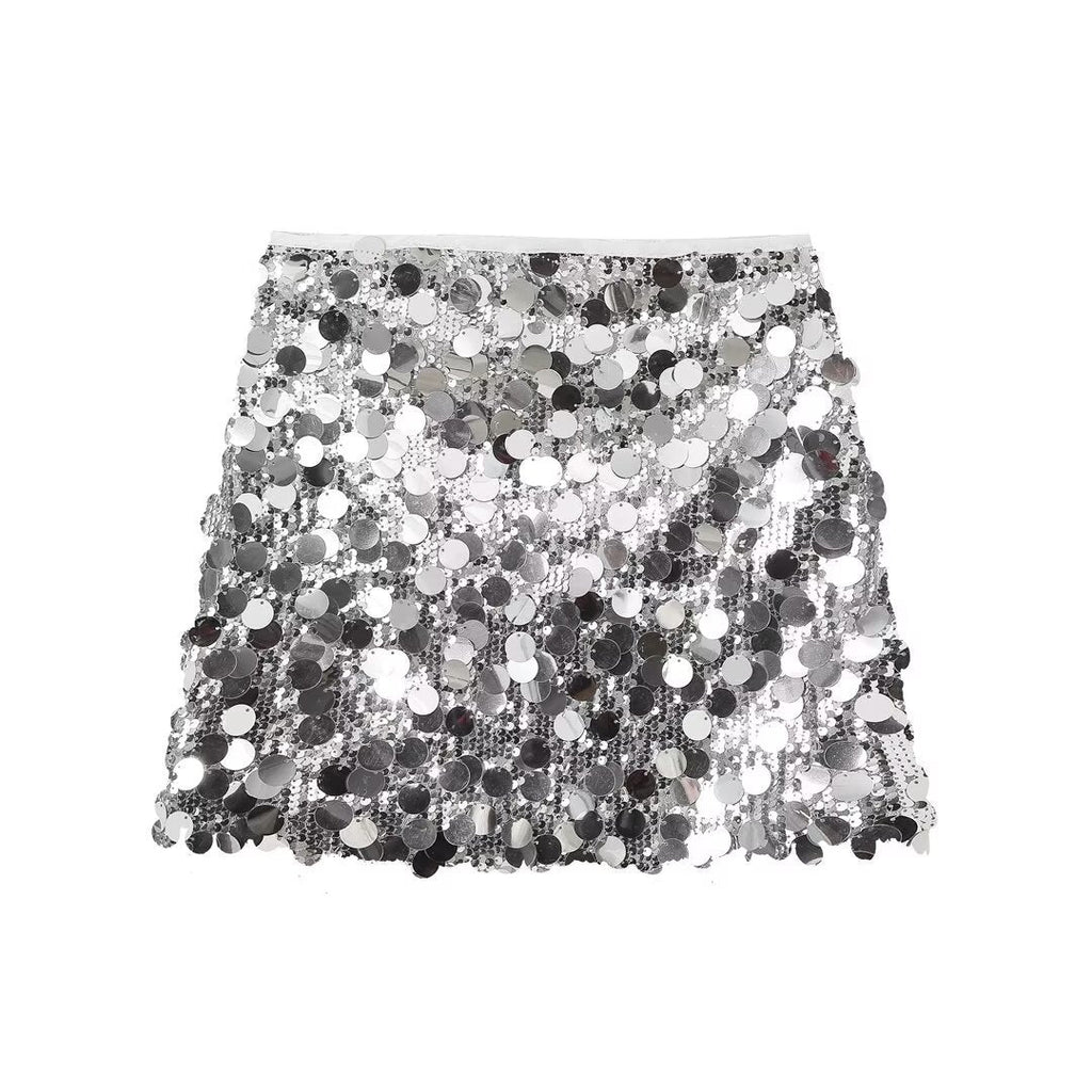 Eluné | Dazzling Sparkling Sequin Skirt for Women - Elegant Flattering Fit-Women's Skirt-Black-S-Camoufit