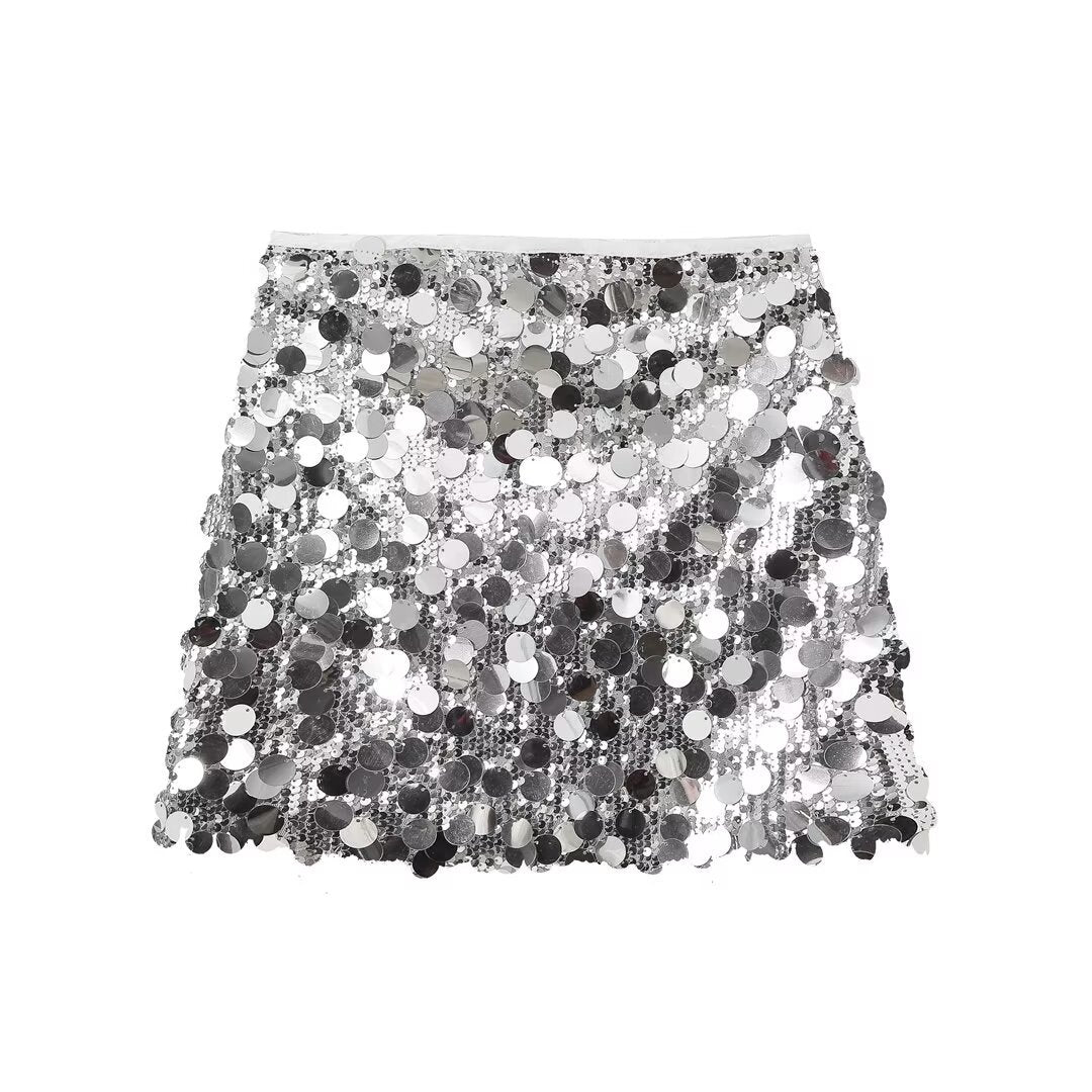 Eluné | Dazzling Sparkling Sequin Skirt for Women - Elegant Flattering Fit-Women's Skirt-Black-S-Camoufit