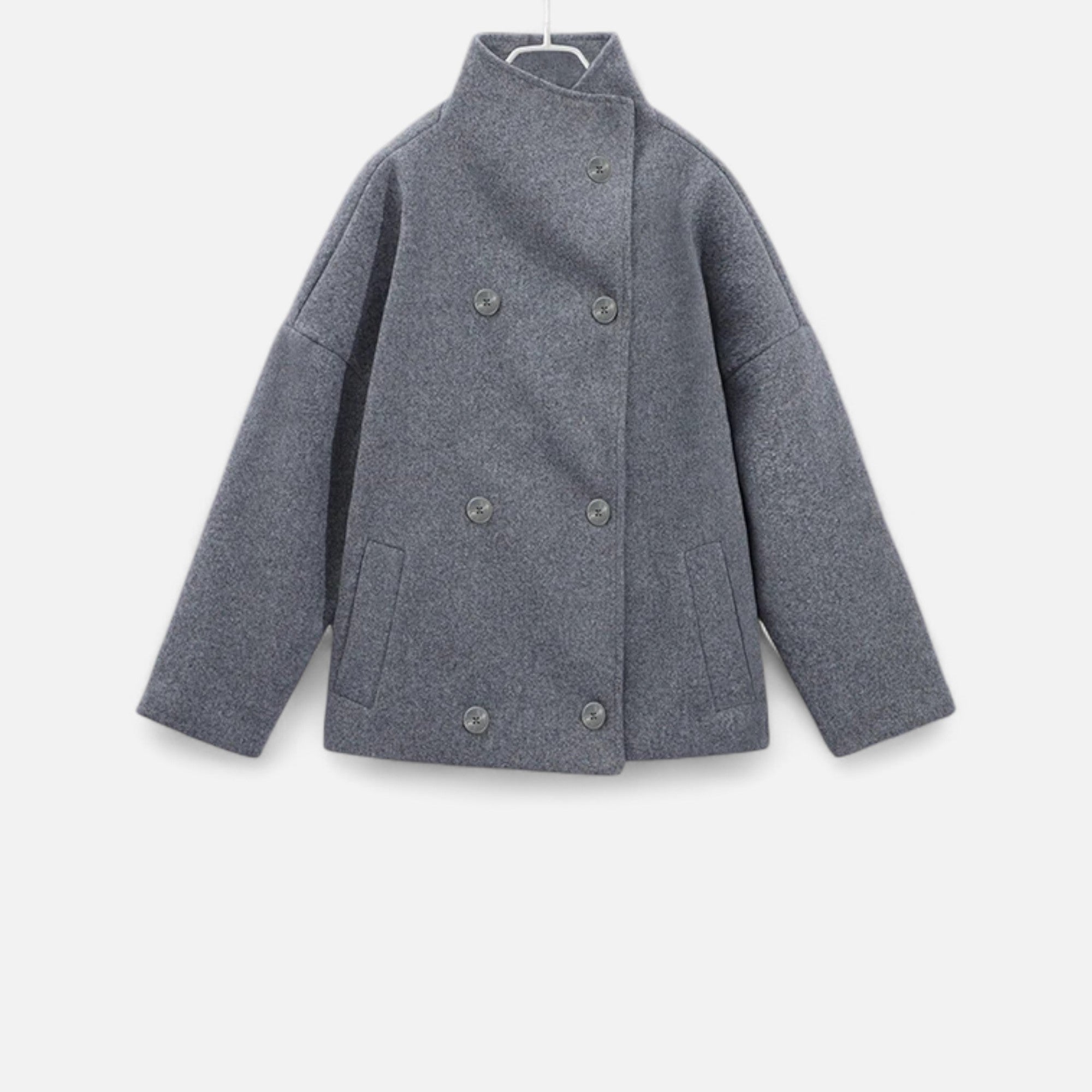 Valisse | Women's High Neck Short Coat – Relaxed Elegant Winter Fit-Women's Jacket-Grey-XS-