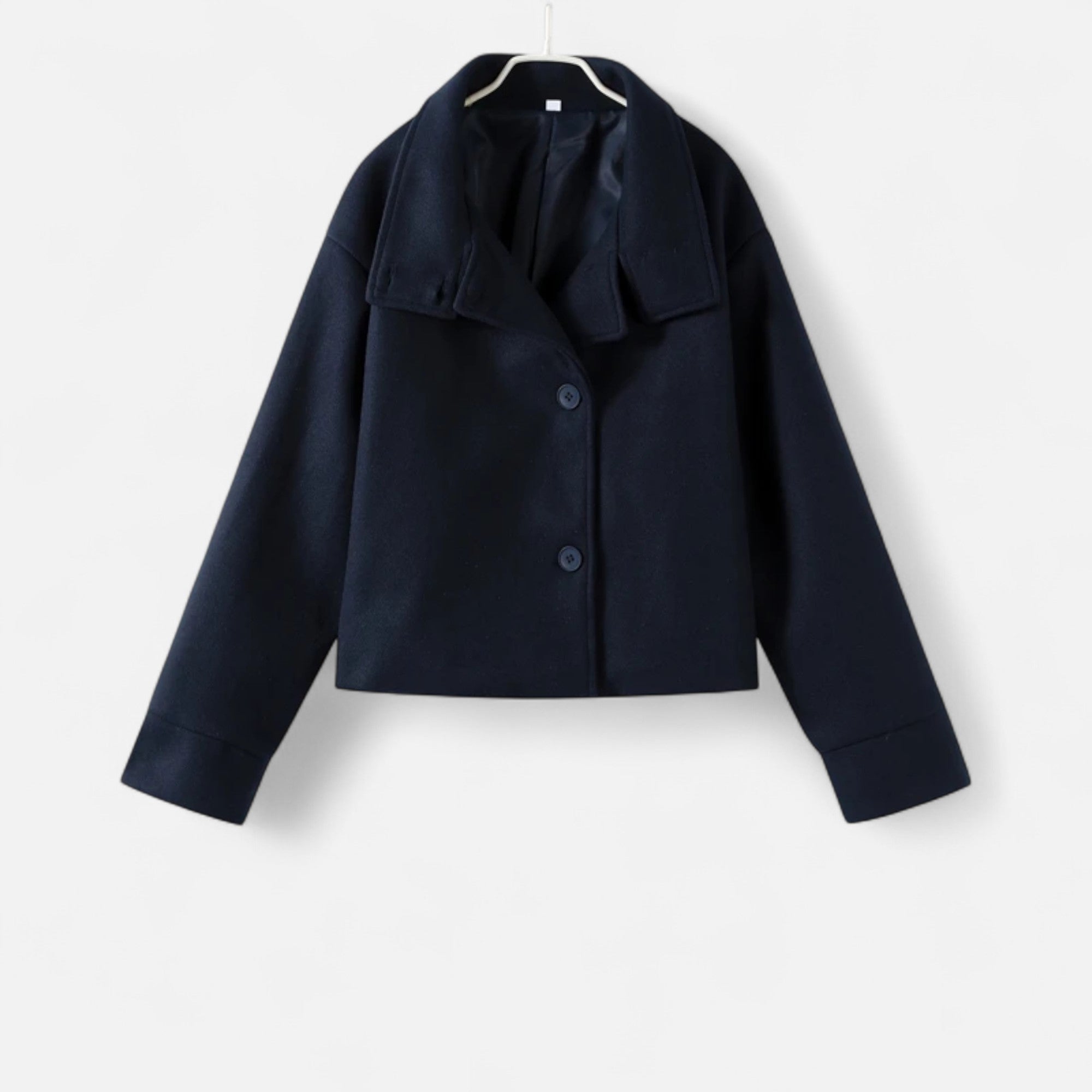 Valisse | Women's High Neck Short Coat – Relaxed Elegant Winter Fit-Women's Jacket-Navy-XS-