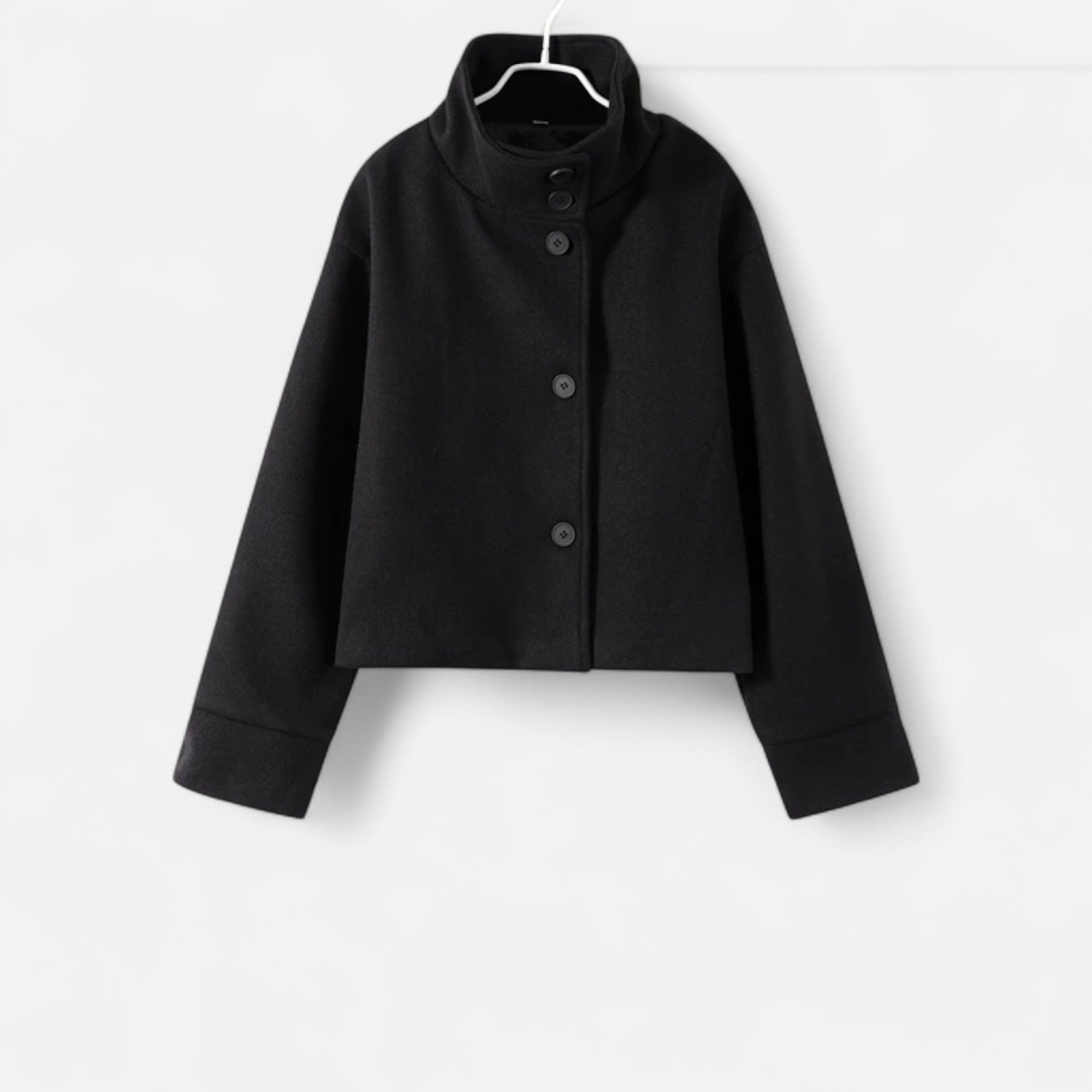 Valisse | Women's High Neck Short Coat – Relaxed Elegant Winter Fit-Women's Jacket-Black-XS-