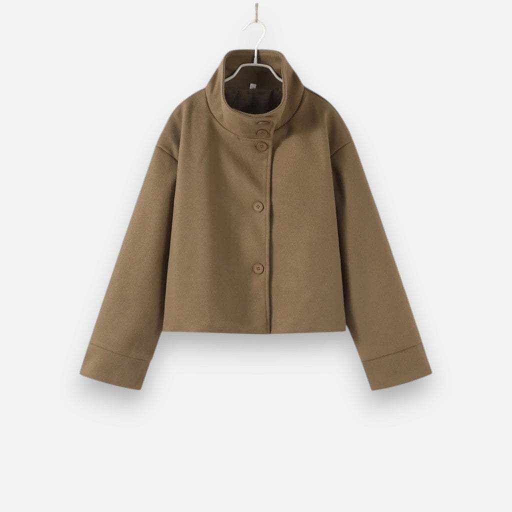 Valisse | Women's High Neck Short Coat – Relaxed Elegant Winter Fit-Women's Jacket-Light Brown-XS-