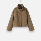 Valisse | Women's High Neck Short Coat – Relaxed Elegant Winter Fit-Women's Jacket-Light Brown-XS-