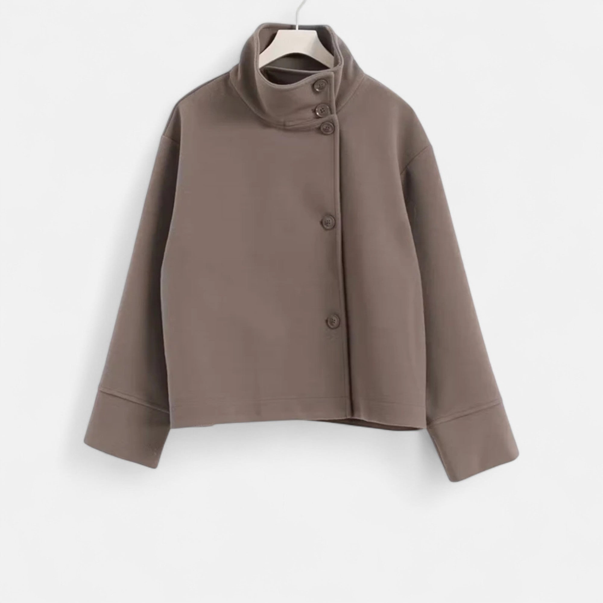 Valisse | Women's High Neck Short Coat – Relaxed Elegant Winter Fit-Women's Jacket-Beige-XS-