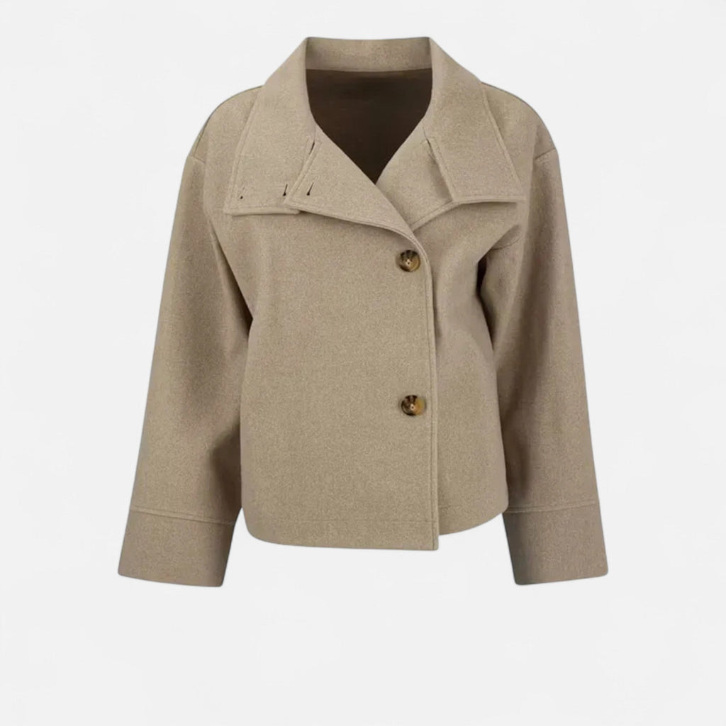 Valisse | Women's High Neck Short Coat – Relaxed Elegant Winter Fit-Women's Jacket-Khaki-XS-