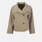 Valisse | Women's High Neck Short Coat – Relaxed Elegant Winter Fit-Women's Jacket-Khaki-XS-
