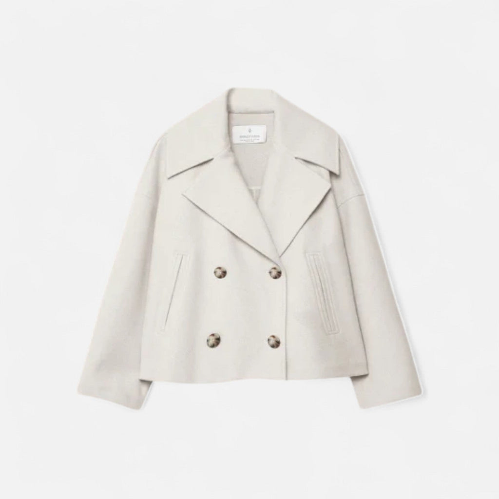 Valenne | Minimalist Fitted Jacket Women Structured Wool Blend-Women's Jacket-Beige-XS-Camoufit