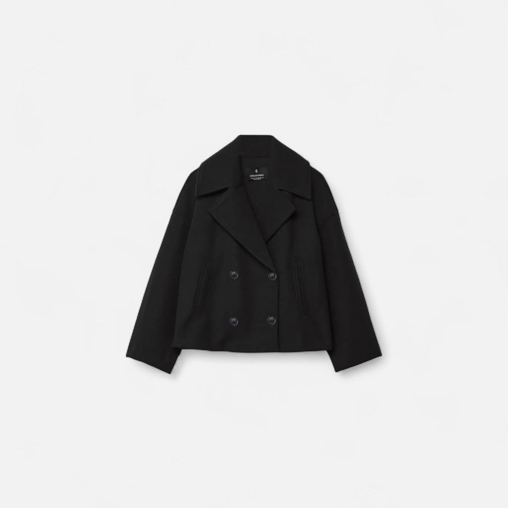 Valenne | Minimalist Fitted Jacket Women Structured Wool Blend-Women's Jacket-Black-XS-Camoufit