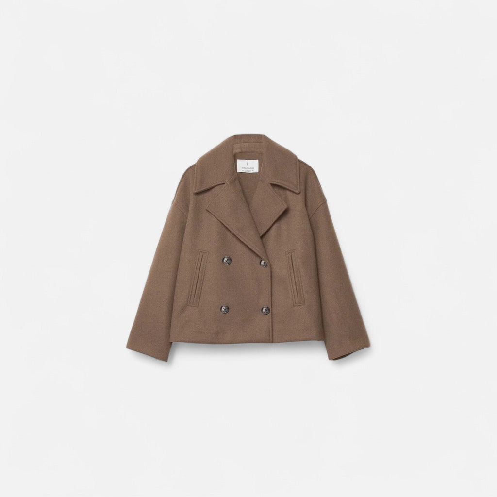 Valenne | Minimalist Fitted Jacket Women Structured Wool Blend-Women's Jacket-Brown-XS-Camoufit