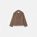 Valenne | Minimalist Fitted Jacket Women Structured Wool Blend-Women's Jacket-Brown-XS-Camoufit
