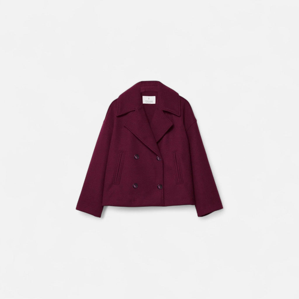 Valenne | Minimalist Fitted Jacket Women Structured Wool Blend-Women's Jacket-Red-XS-Camoufit