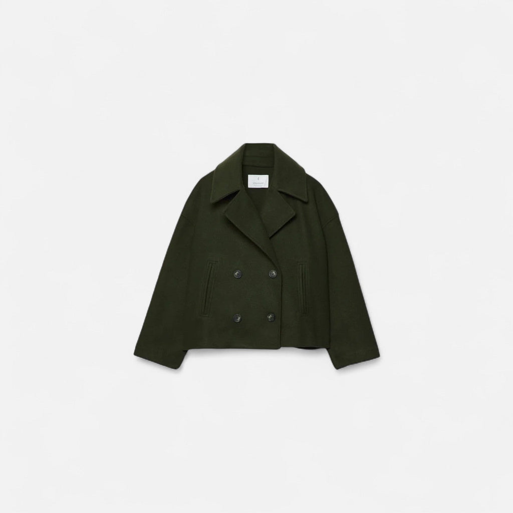 Valenne | Minimalist Fitted Jacket Women Structured Wool Blend-Women's Jacket-Green-XS-Camoufit