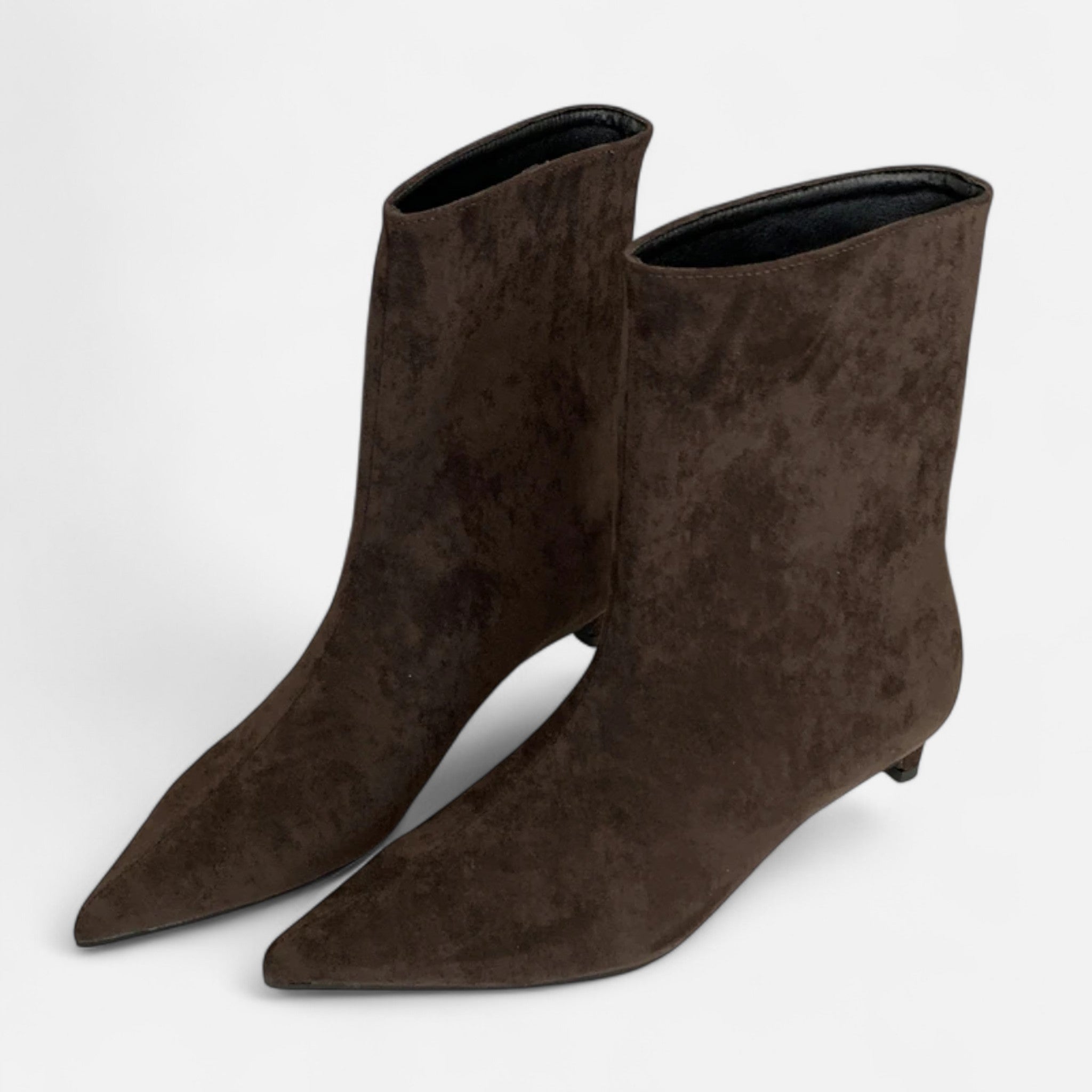 Veloura | Pointed Toe Ankle Boots Women Low Heel Vintage Fit-Women's Heeled Boots-Coffee-4-Camoufit