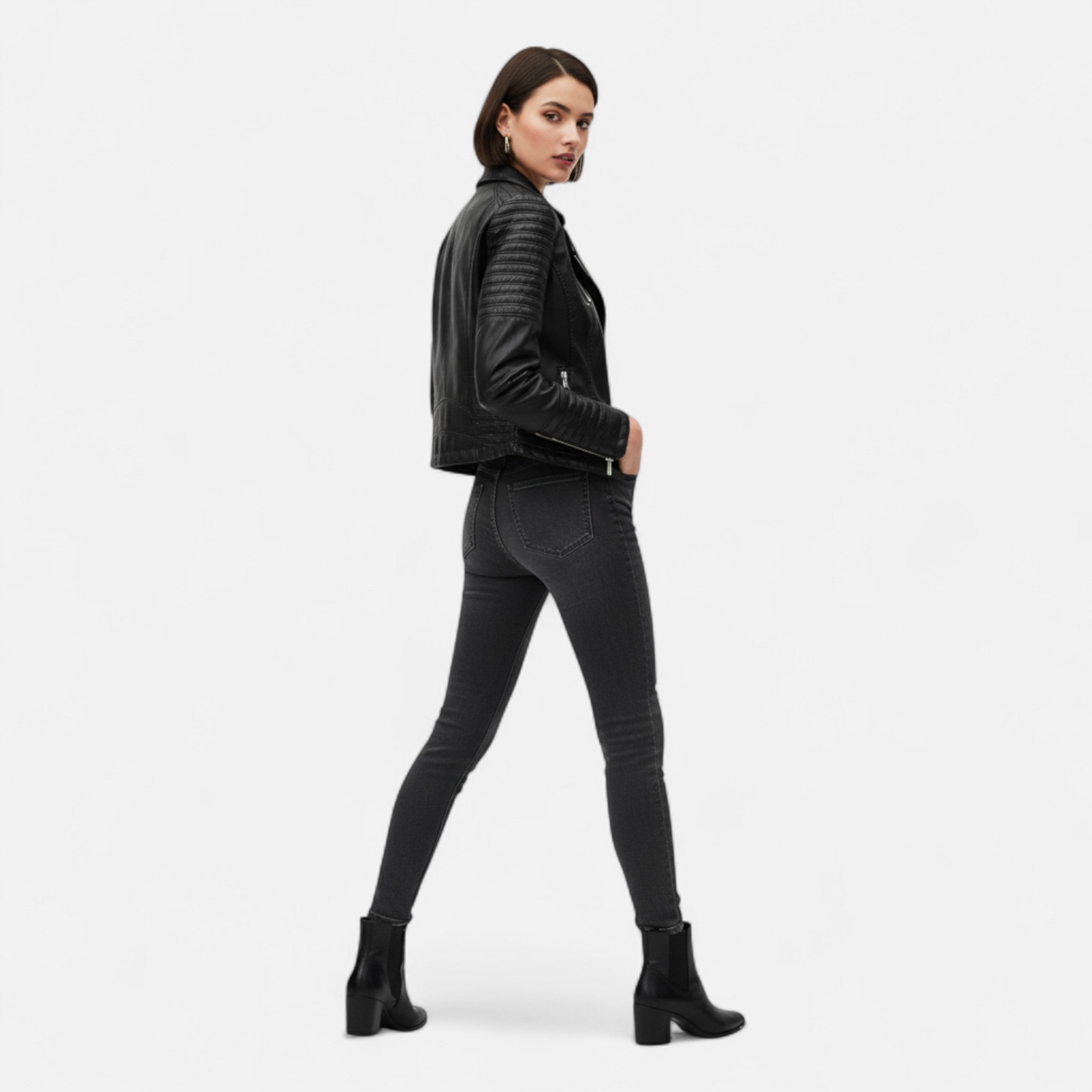 Novara | Women's Genuine Leather Biker Jacket – Timeless Structured Fit-Women's Leather Jacket-Black-S-