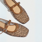 Lumielle | Women's Leopard Print Mesh Mary Jane Flats – Breathable Buckle Comfort Fit-Mary Jane Flats-Brown Leopard-5-
