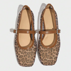 Lumielle | Women's Leopard Print Mesh Mary Jane Flats – Breathable Buckle Comfort Fit-Mary Jane Flats-Brown Leopard-5-