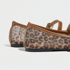 Lumielle | Women's Leopard Print Mesh Mary Jane Flats – Breathable Buckle Comfort Fit-Mary Jane Flats-Brown Leopard-5-