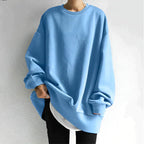 Owena Oversized Women's Sweater - Warm Long Round Neck-Women's Sweater-Light blue-S-Camoufit