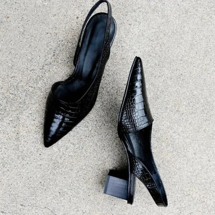 Women's Elegant Slingback Pumps for All Day Comfort – Pointed Toe Heels-Pointed Heels-Dark Brown-3-