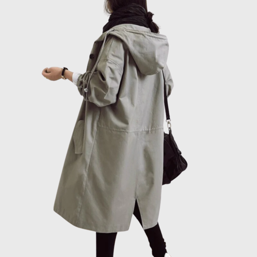 Zahara | Women's Longline Hooded Trench Coat - Lightweight Water-Resistant Belted Duster Jacket