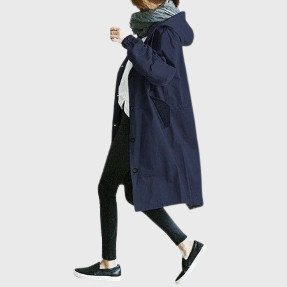 Zahara | Women's Longline Hooded Trench Coat - Lightweight Water-Resistant Belted Duster Jacket