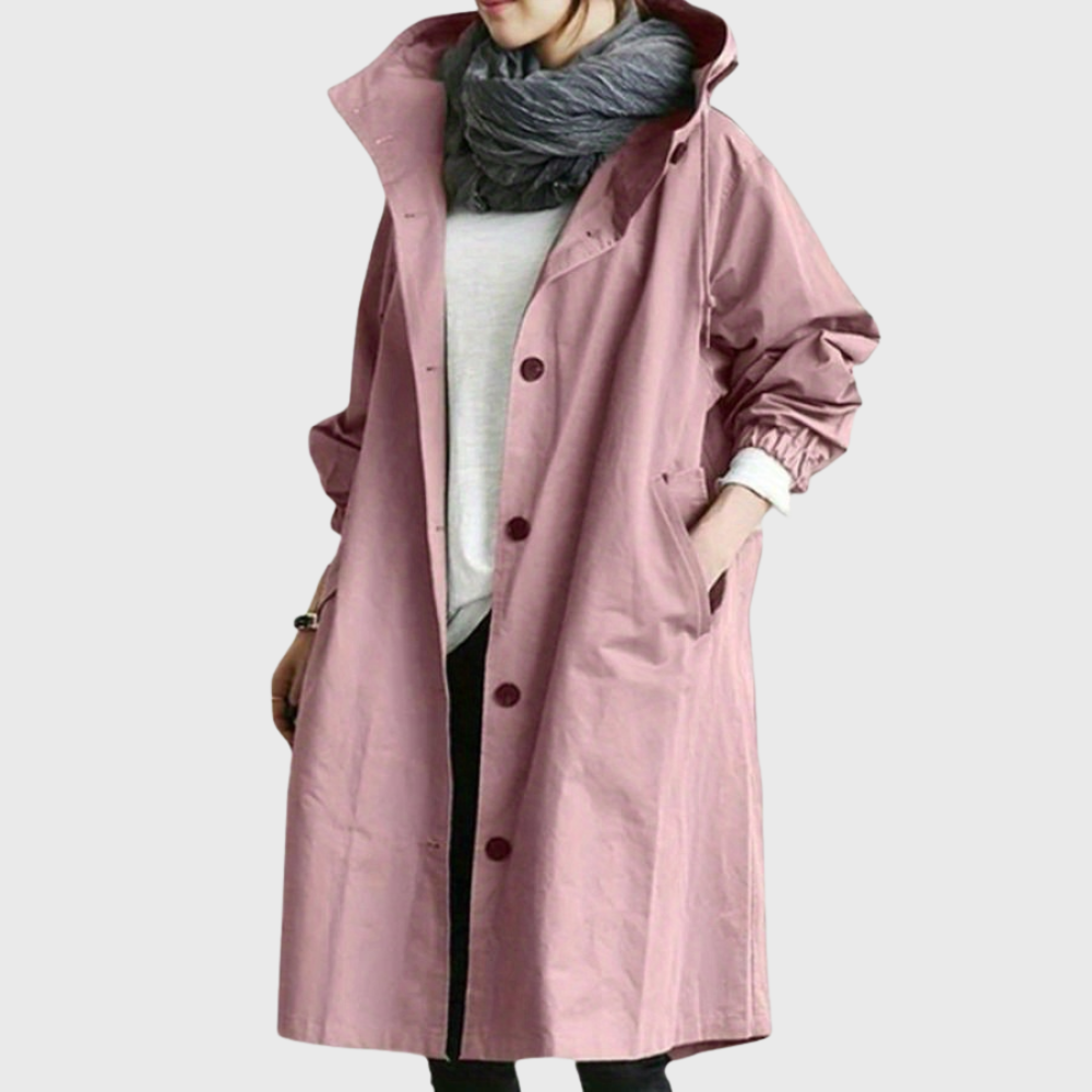 Zahara | Women's Longline Hooded Trench Coat - Lightweight Water-Resistant Belted Duster Jacket