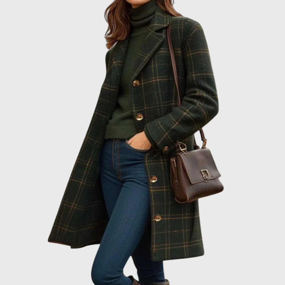 Tasana | Women's Longline Button-Front Coat - Tailored Faux Wool Blend Overcoat & Classic Duster