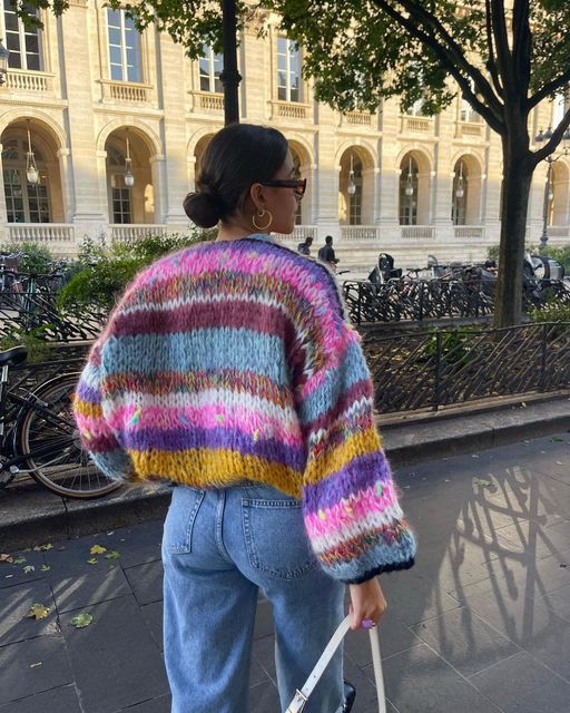 Zélisse | Women's Cropped Cardigan with Colour Block Design Flattering Fit Soft Cosy Knit Jumper-Womens' Cardigan-Purple-S-
