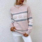 Elysora | Women's Icelandic Knit Sweater – Cozy Nordic Relaxed Fit-Nordic Sweater-Pink-S-
