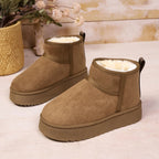 Seluna | Winter Snow Boots for Women – Faux Fur Platform Comfort Fit-Women's Ankle Boots-khaki-5-Camoufit