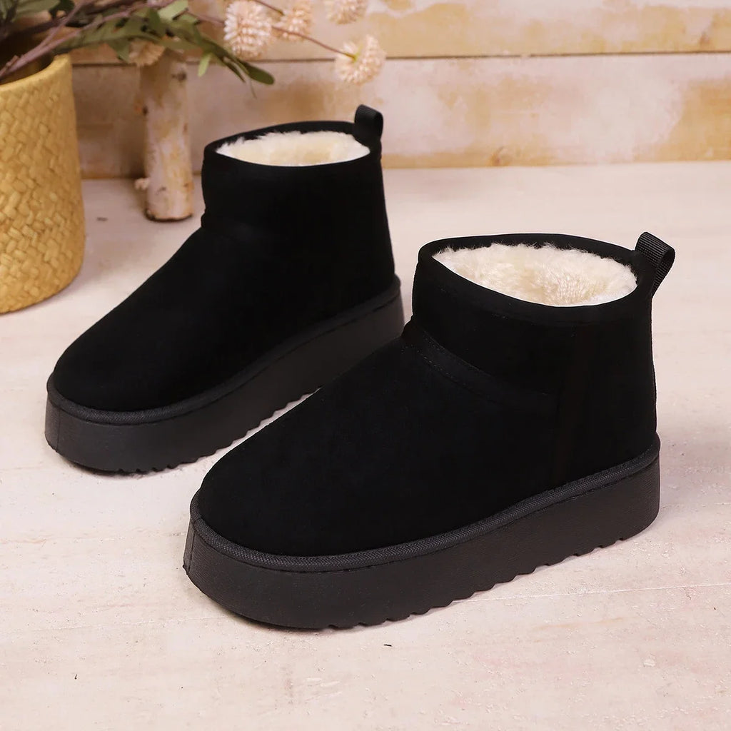 Seluna | Winter Snow Boots for Women – Faux Fur Platform Comfort Fit-Women's Ankle Boots-black-5-Camoufit