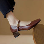 Elanora | Women's Genuine Leather Heels – Mary Jane Block Heel Fit-Women's Heels-Brown-4-