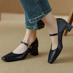 Elanora | Women's Genuine Leather Heels – Mary Jane Block Heel Fit-Women's Heels-Brown-4-
