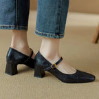Elanora | Women's Genuine Leather Heels – Mary Jane Block Heel Fit-Women's Heels-Brown-4-