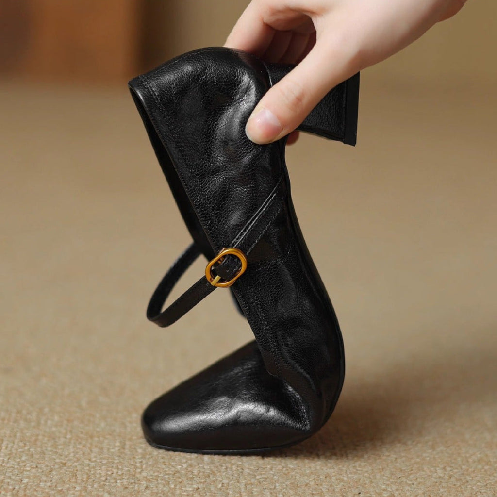Elanora | Women's Genuine Leather Heels – Mary Jane Block Heel Fit-Women's Heels-Brown-4-