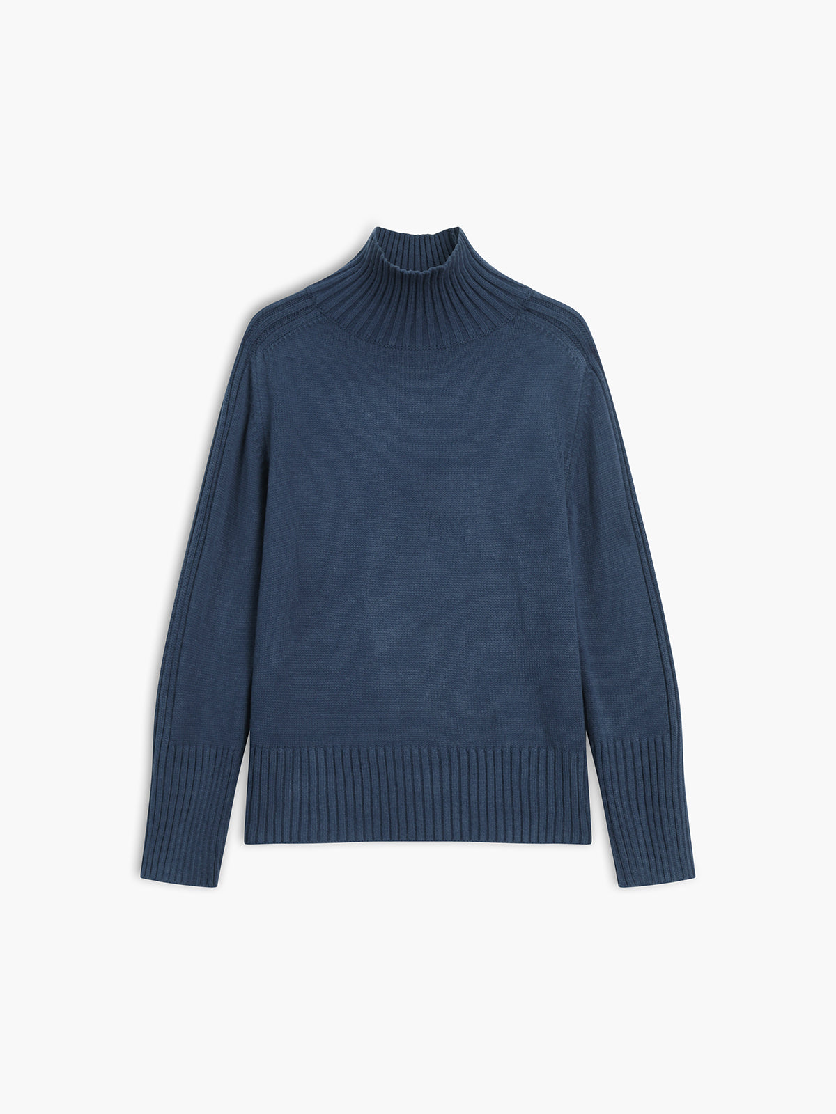 Mireya | Women's Ribbed Mock Neck Skivvy Jumper Chunky Knit Relaxed Fit Cosy Pullover Sweater-Women's Sweater-Navy-XS-