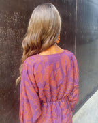Rosamul | Boho Maxi Dress Women V-Neck Long Sleeve Fit-Floral Printed Dress-Blue-XS-Camoufit
